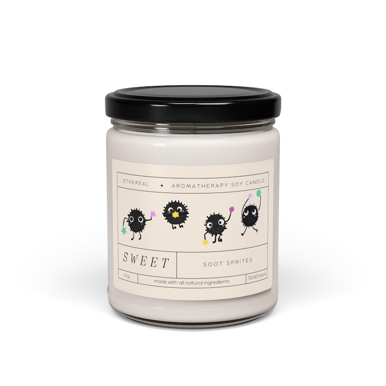 Soot Sprite Soy Candle, Studio Ghibli Anime Gift, Aromatherapy image 2