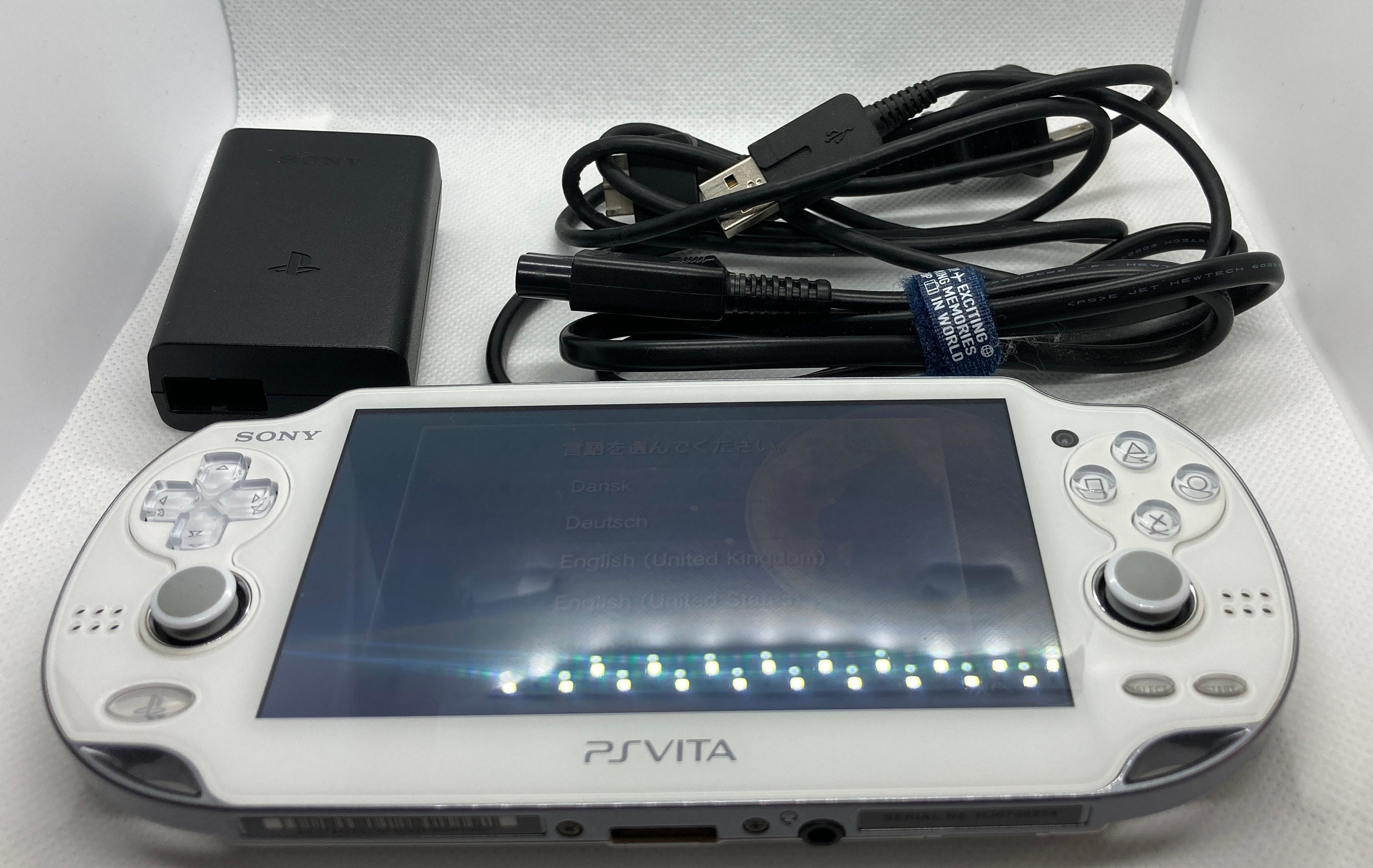 Modded IPS LCD White Sony PSP 1000 System W/ 64gb Memory Card Bundle 