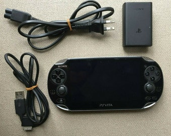 Sony PS Vita PCH-1000 ZA01 Crystal Brack W/ Charge excellent F/S