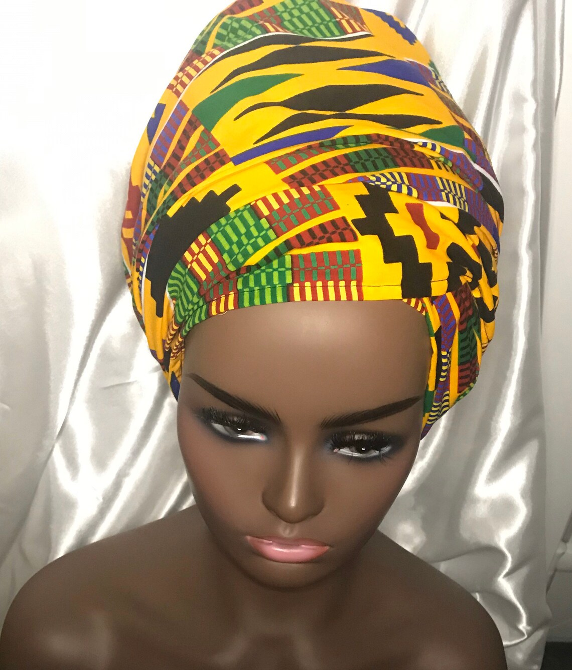 African Kente Head Wrap, African Print Scarf Ankara Turban, Wax Head ...