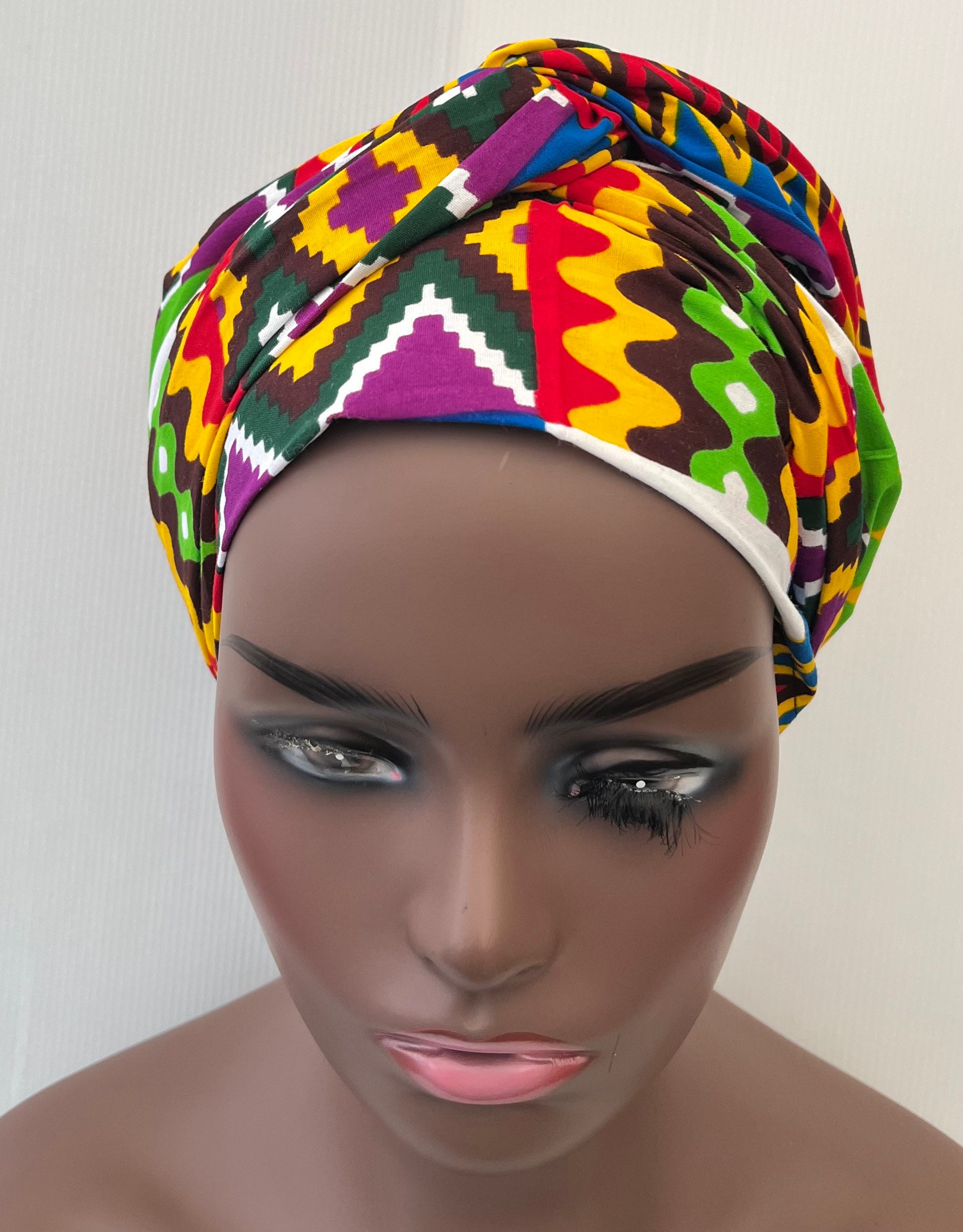 African Kente Head Wrap, African Print Scarf Ankara Turban, Adinkra ...