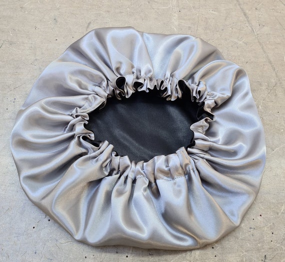 Silver Reversible Women Sleeping Bonnet Soft Satin Silk Sleep Hat