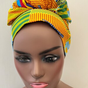 African Kente Head Wrap, African Print Scarf Ankara Turban, Adinkra ...