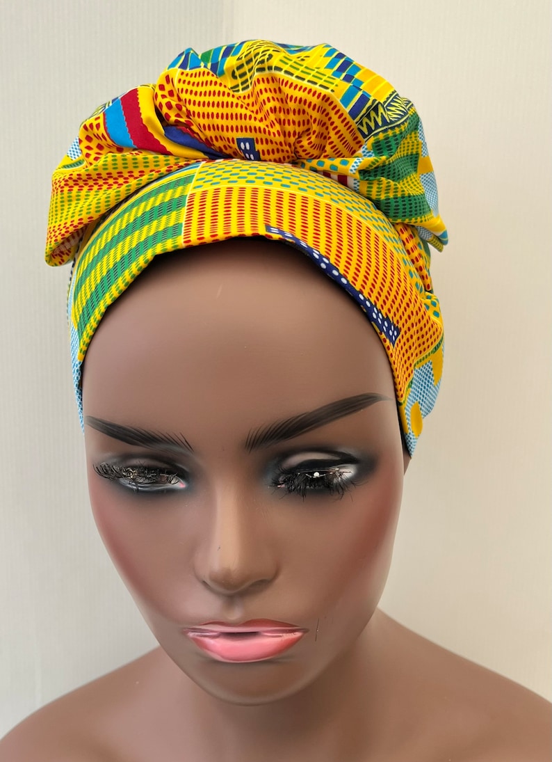 African Kente Head Wrap, African Print Scarf Ankara Turban, Adinkra ...