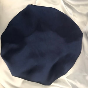 Navy Reversible Women Sleeping Bonnet Soft Satin Silk Sleep Hat Silk Satin bonnet Elasticated, Sleep Cap Bonnet, Protecting Hairstyle Cap image 3