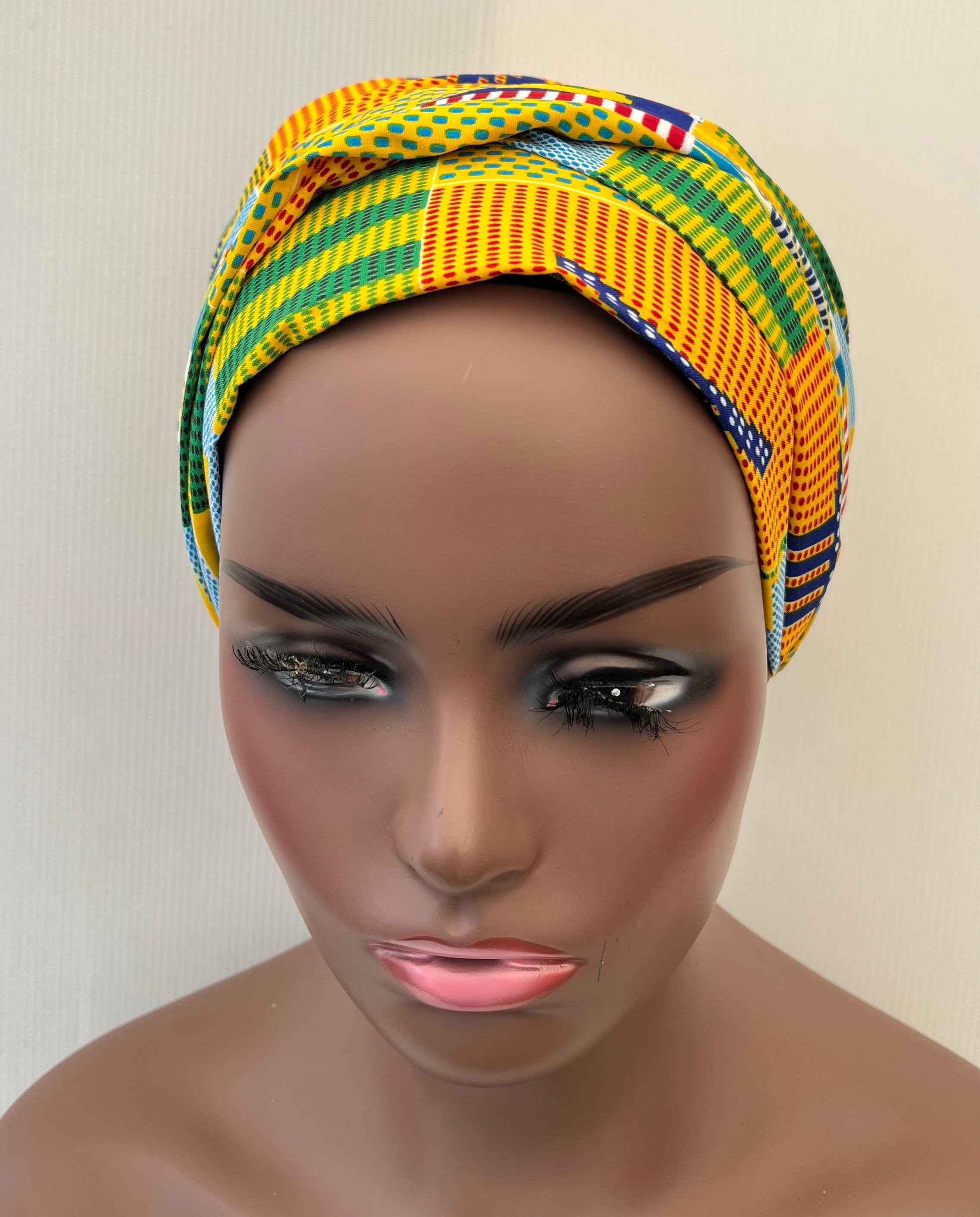 African Kente Head Wrap, African Print Scarf Ankara Turban, Adinkra ...