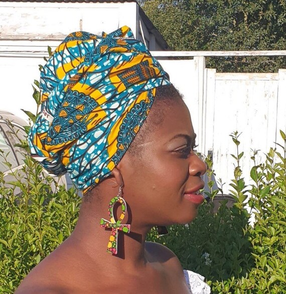 Wax head tie,Wax African Kente Head Wrap African print Scarf Ankara Turban