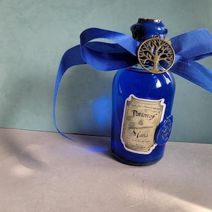 Swirling Blue Potion Bottle: Witchy Gothic Decor, DND Cosplay Prop
