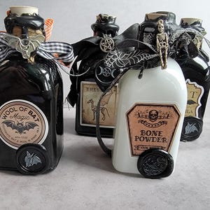 Halloween-Inspired Glass Potion Bottles – Spooky Decorative Bottles with Charm & Label, Witch bottles, apothecary bottle, Halloween Decor