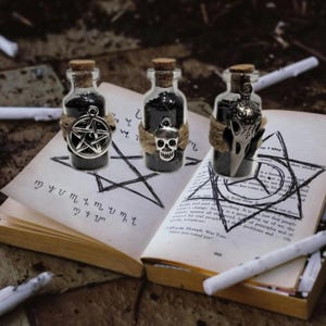 Wiccan Black Salt: Protection Spell Bottle with Charm