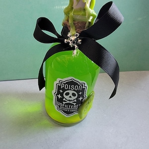 Botellas de pociones verdes artesanales: Brebaje de bruja, Multijugos y Tónico de dragón