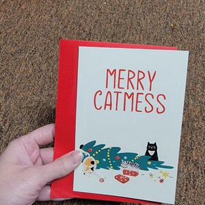Tarjeta de Navidad de gato, tarjeta de Navidad divertida, tarjeta de gato, mamá gata, papá gata, tarjeta para dueño de mascota, tarjeta de gato divertida, tarjeta de Navidad de gato