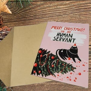 Kerstkaart katten, grappige kerstkaart, kaart van kat, kat moeder, vader kat, ouderkaart huisdier, kaart grappige kat, kaart grappige kat, kerstkaart van kat
