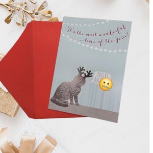 Tarjeta de Navidad de gato, tarjeta de Navidad divertida, tarjeta de gato, mamá gata, papá gata, tarjeta para dueño de mascota, tarjeta de gato divertida, tarjeta de Navidad de gato