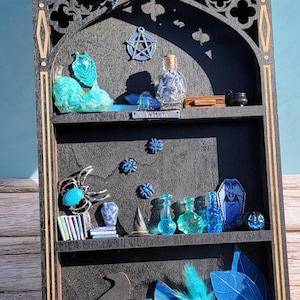 Arched Window Witch Shelf: Gothic Cabinet of Curiosities