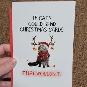 Tarjeta de Navidad de gato, tarjeta de Navidad divertida, tarjeta de gato, mamá gata, papá gata, tarjeta para dueño de mascota, tarjeta de gato divertida, tarjeta de Navidad de gato