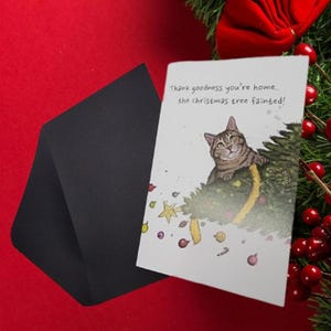 Tarjeta de Navidad de gato, tarjeta de Navidad divertida, tarjeta de gato, mamá gata, papá gata, tarjeta para dueño de mascota, tarjeta de gato divertida, tarjeta de Navidad de gato