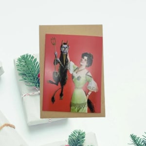 Vintage Krampus Christmas Card, Funny Christmas Card, Krampuschant , Humor Christmas Card, Naughty Christmas Card, blank Christmas card