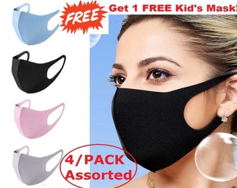 4-PACK Adult GYM Mask. Assorted Washable Stretching Breathable Soft 3D Cut Single Layer  Small Face Masks. Ship on Same Day from Toronto!!