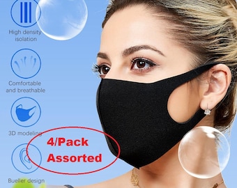 Stretchy Spandex Face Mask 4-Pack: Breathable Single Layer Sports Masks
