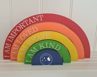 Positive affirmation rainbow stacker, rainbow, freestanding rainbow