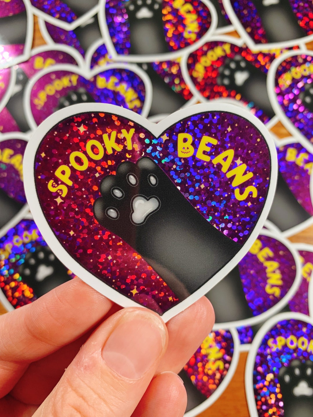 Spooky Beans Glitter Vinyl Sticker - Etsy