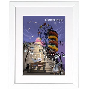 Impresión de Cleethorpes, obra de arte costera, imagen del mar, Cleethorpes de noche, paseo marítimo norte