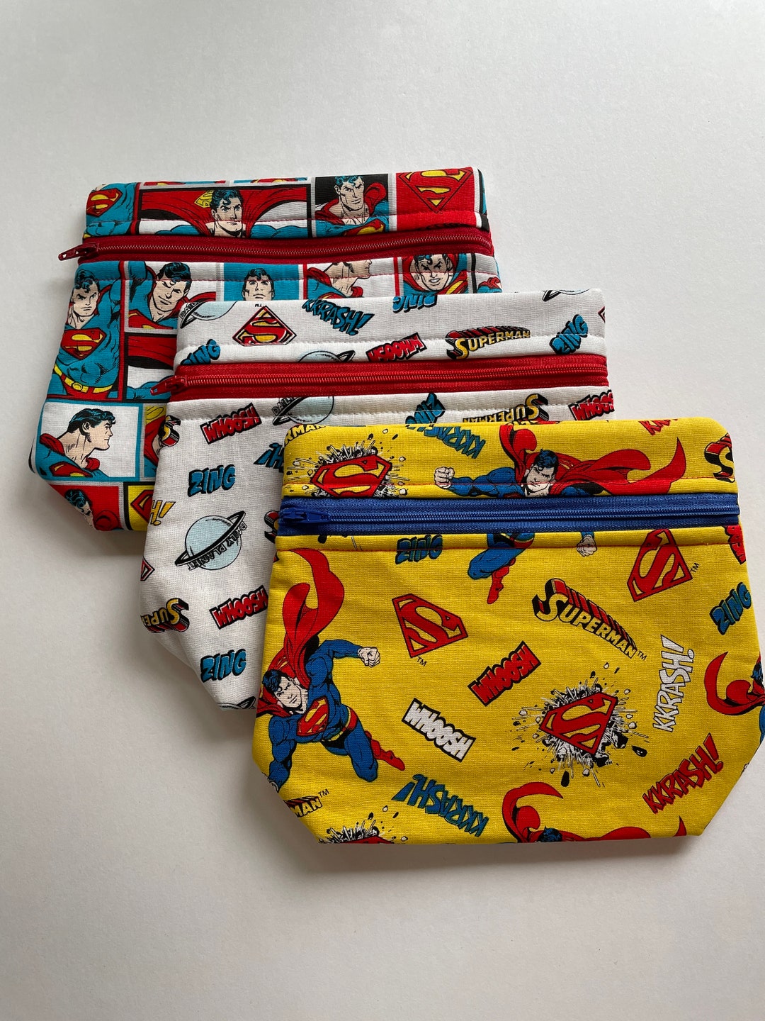 SUPERMAN Pouch, DC COMICS Pouch, Storage for School Bag, Roomy Zipper