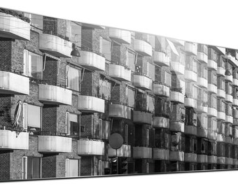 Foto-Print Kopenhagen Stadt Balkon schwarz-weiß Muster Kunst Fotografie Art Print Leinwand Druck Acryl
