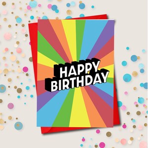 Rainbow Happy Birthday Card: LGBT Pride Greeting Card