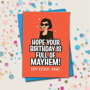 Hope Your Birthday is Full of Mayhem Birthday Card, Personalised Popstar Illustration Birthday Card, Personalised Gaga Inspired Card