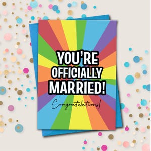You&#39;re Officially Married Wedding Card, Gay Lesbian Wedding Day Card, LGBTQ+ Congratulations Card, Same Sex Wedding Card, Gay Marriage Card