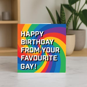 Funny Gay Birthday Card - Spiral Pride Typography Card
