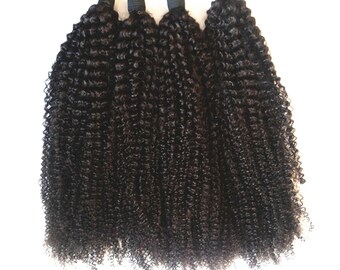 100% echte Menschenhaarverlängerungen kein Einschlagfaden Handgemachtes jungfräuliches Haar Massehaar zum Flechten von Afro Kinky Curly Textur Versandkostenfrei