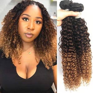 ombre 3tone 1b/4/30 human hair extensions ombre brown human hair weft ombre 3tone hair weaving deep curly human hair bundles