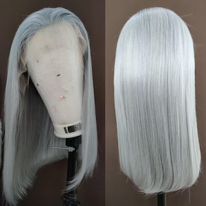 bob style silvery gray hair women wigs lace frontal grey human hair wigs ash gray lace wig women wigs full lace hair wigs frontal lace wigs