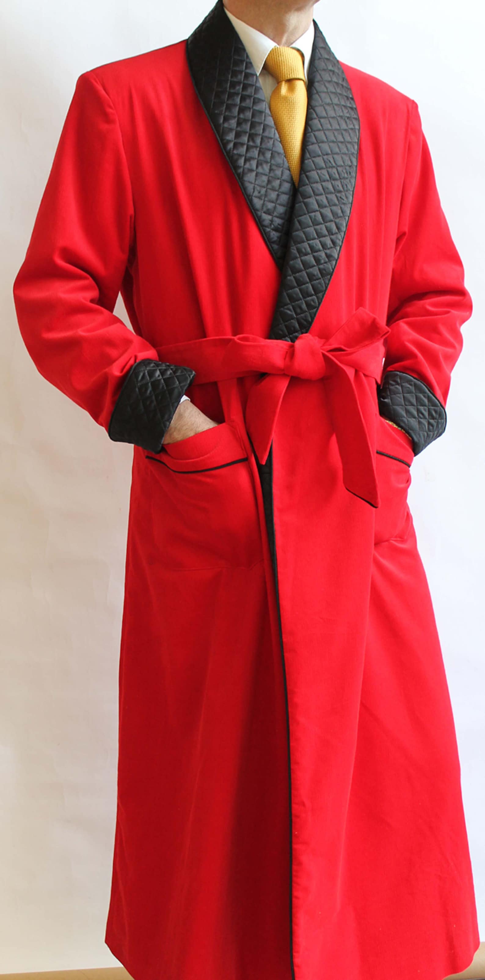 Men Long Smoking Robes Red Velvet Quilted Smoking Jackets Host Etsy