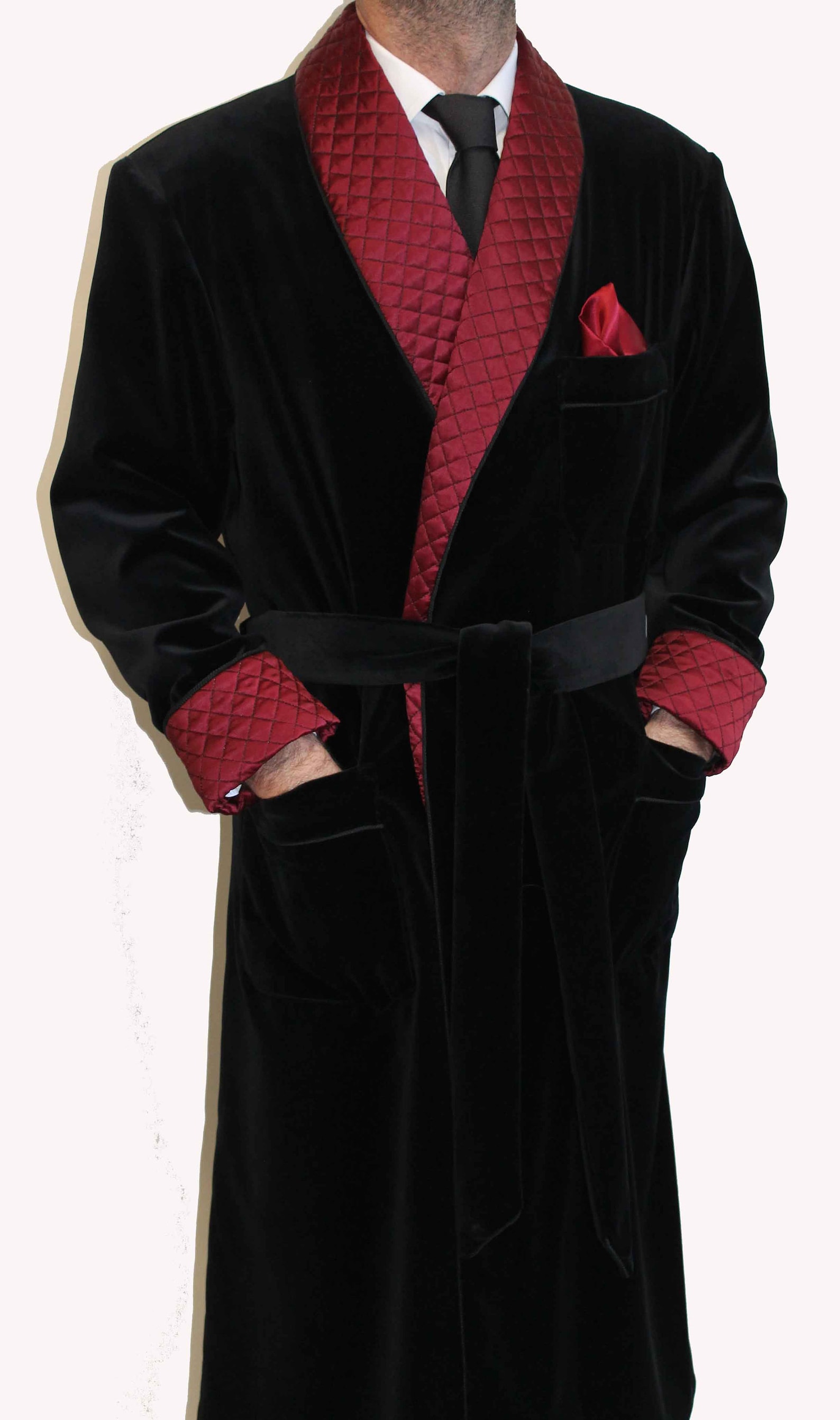 Men Long Robes Smoking Jackets man Black Velvet Quilted Etsy