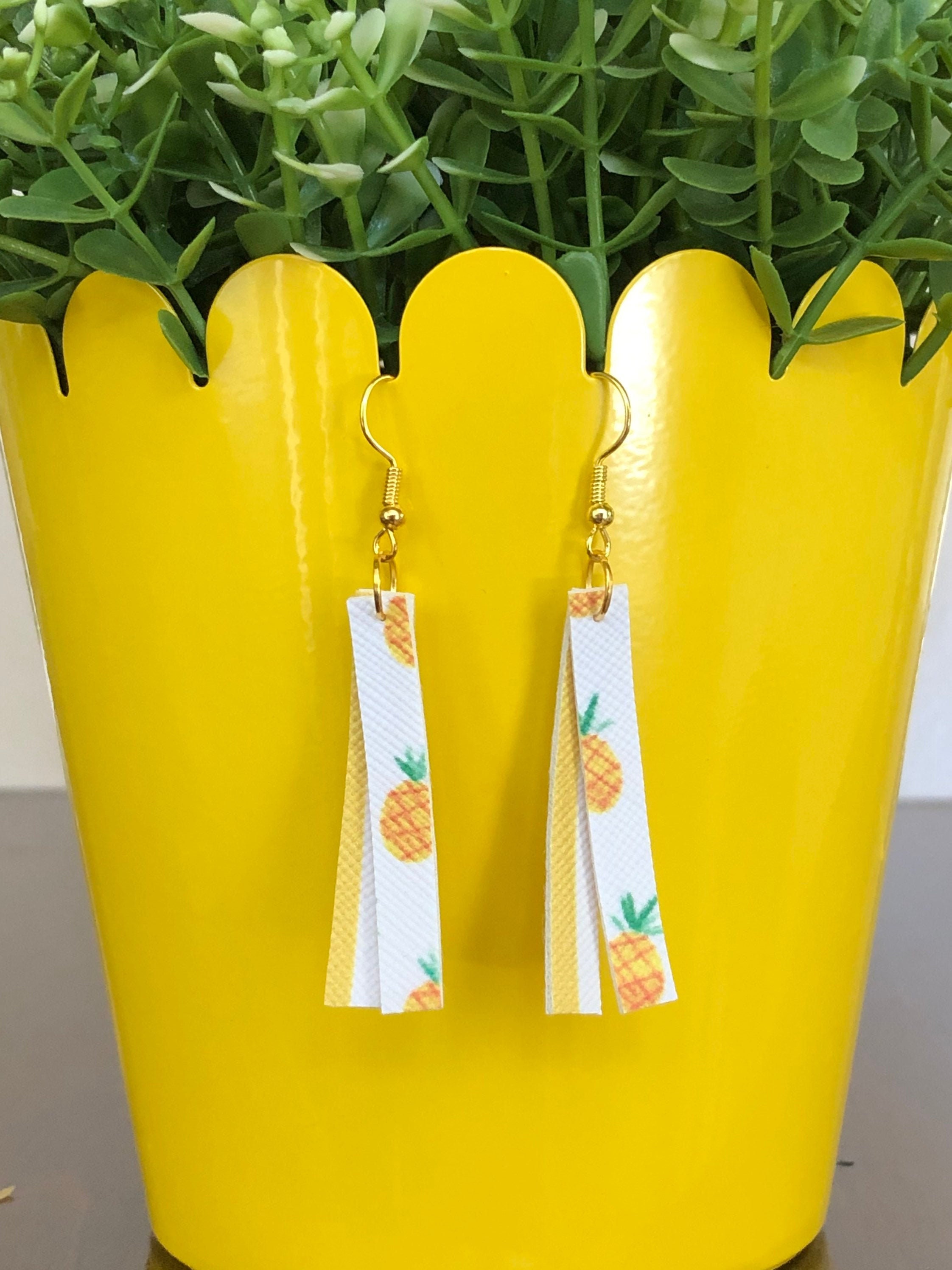 Pineapple Bar Layered Yellow Stripe Handmade Faux Leather Etsy