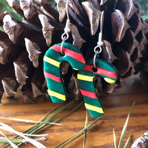 Candy Cane Clay Earrings