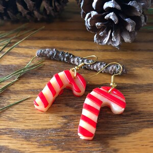 Candy Cane Clay Earrings