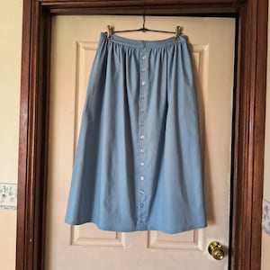 Light Blue Denim Button-front Skirt