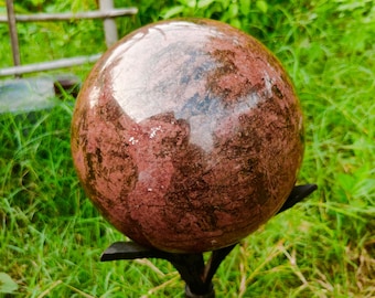 Handcrafted Rhodonite Labradorite Sphere: Healing Crystal Decor
