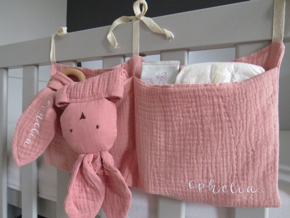 Personalised Cot Organiser form Baby Nursery - Custom Name Crib Storage Pockets , Newborn Gift