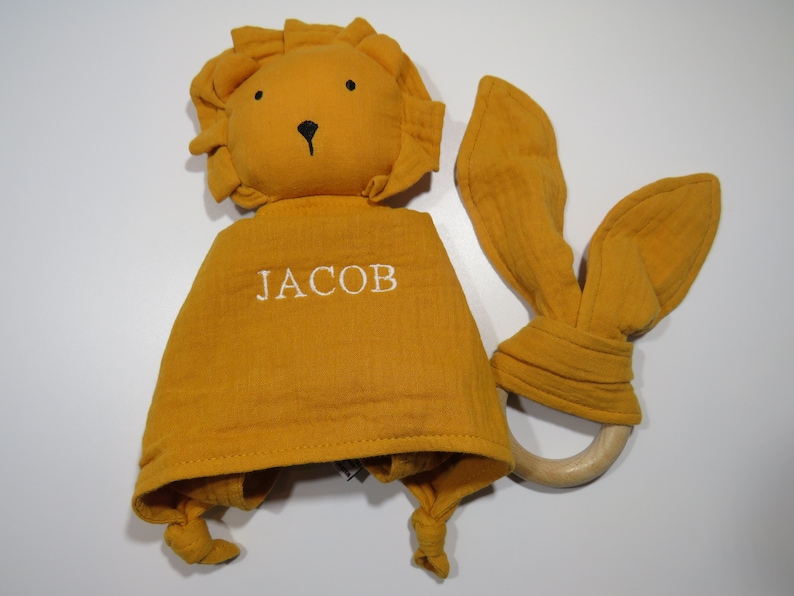 Personalised Comforter Blanket /& Teether Lion Style for Baby and Newborn Gift Set