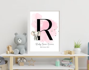 Nursery Name Wall Print - Elephant