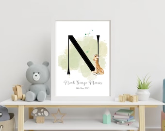 Nursery Name Wall Print - Giraffe