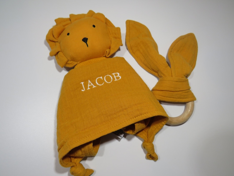 Personalised Comforter Blanket /& Teether Lion Style for Baby and Newborn Gift Set