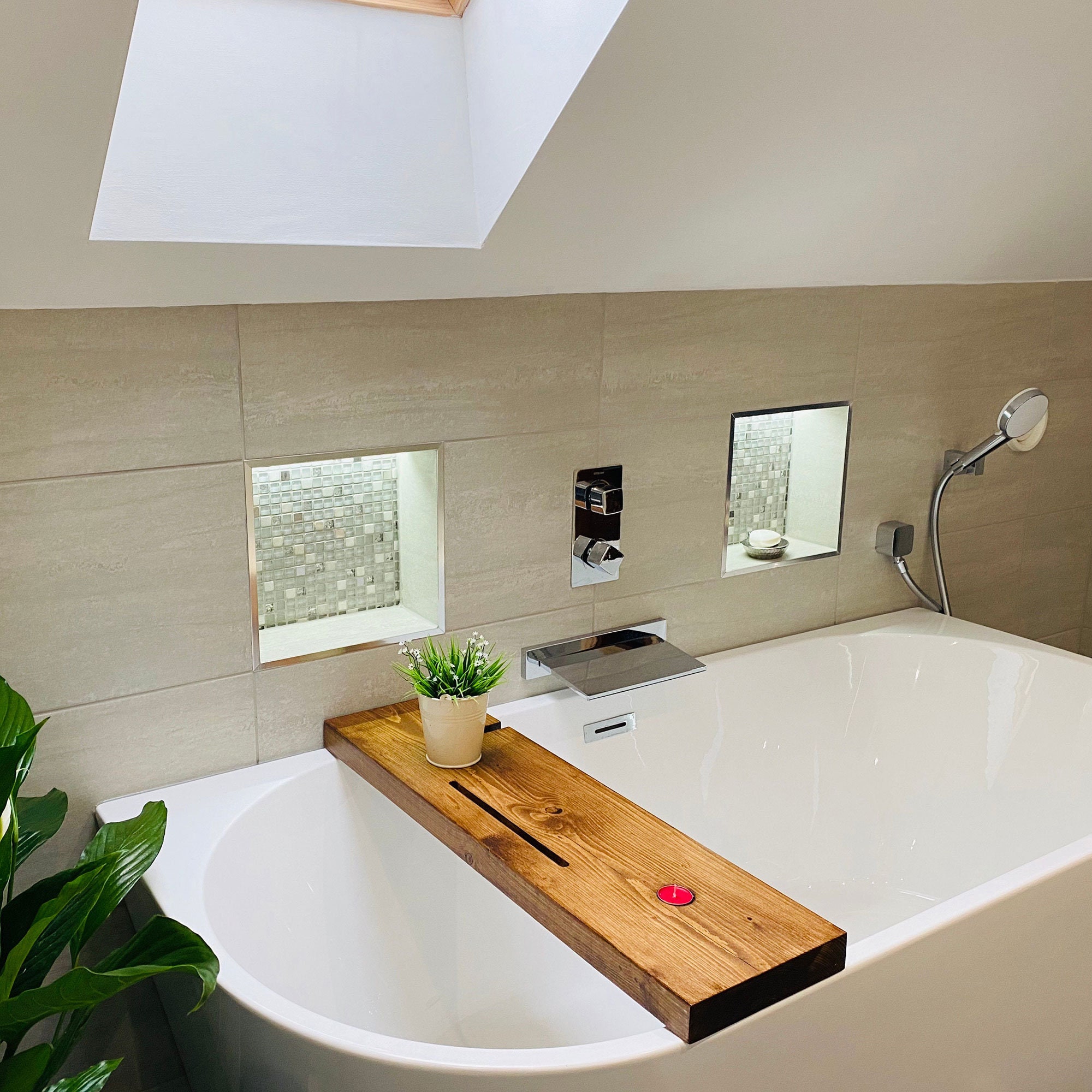 Luxury Bath Tray Wooden Caddy Board Dark Oak HANDMADE in UK Etsy