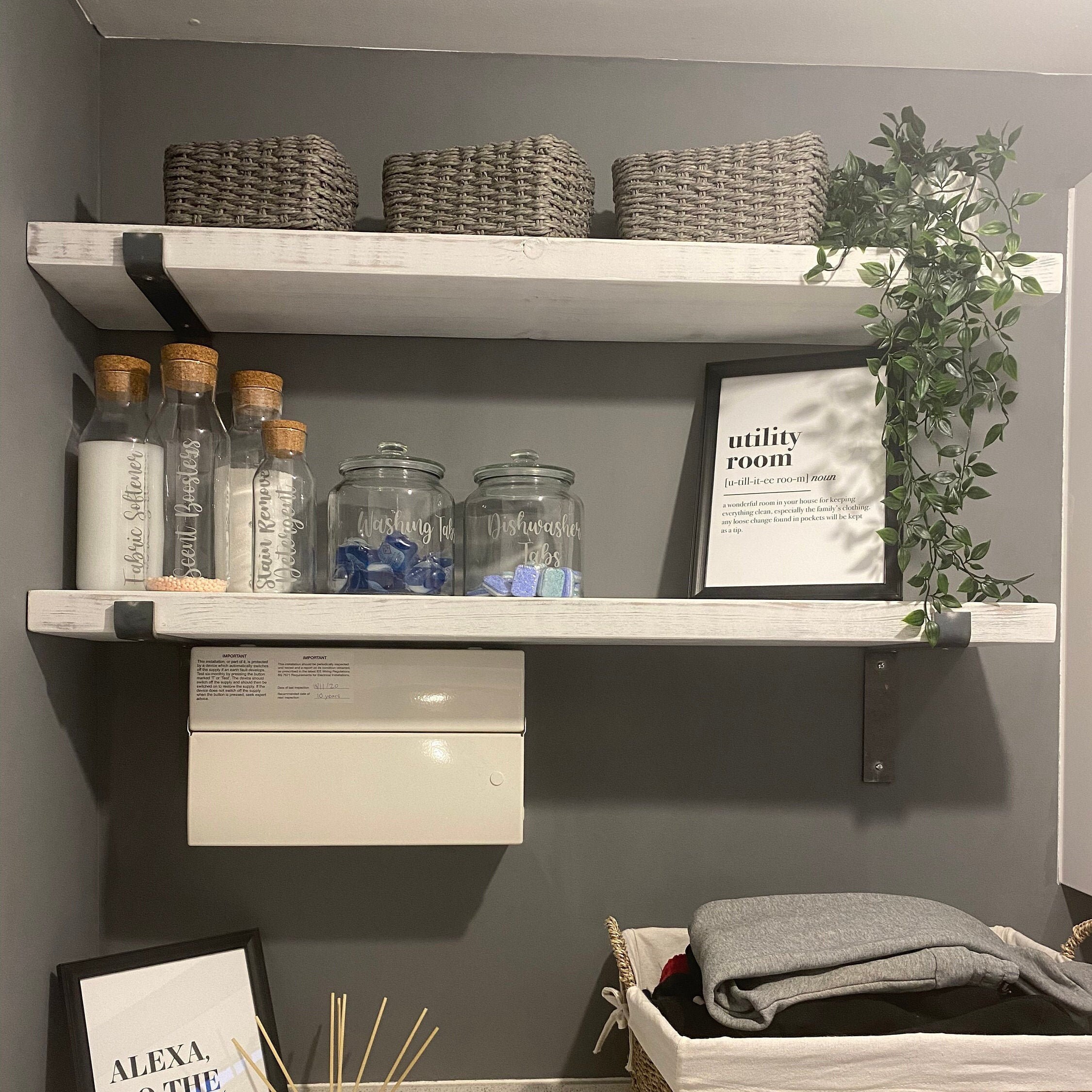 White Wash Reclaimed Scaffold Boards Shelf With Steel Brackets Etsy UK